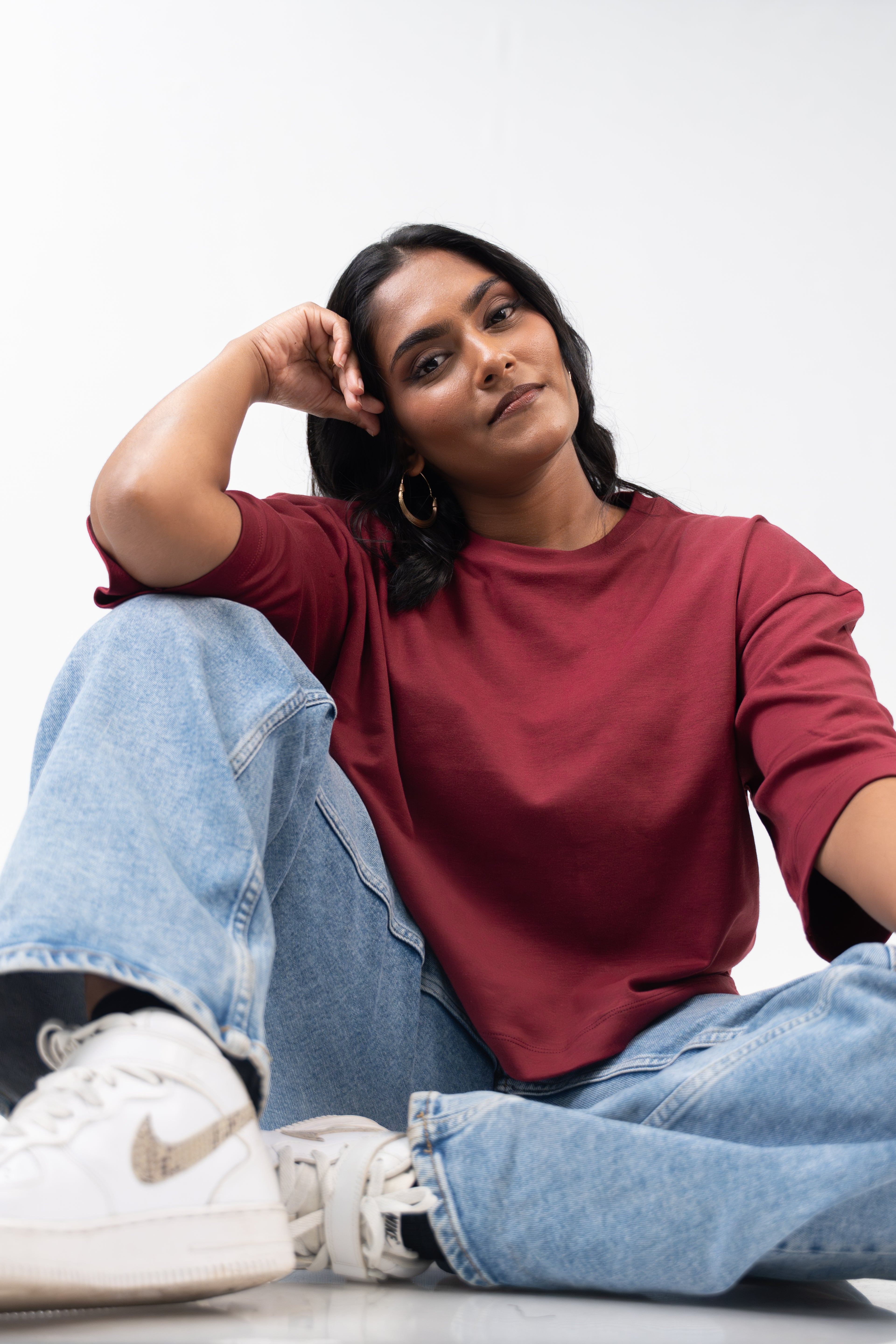 Oversized Crop - Burnt Maroon
