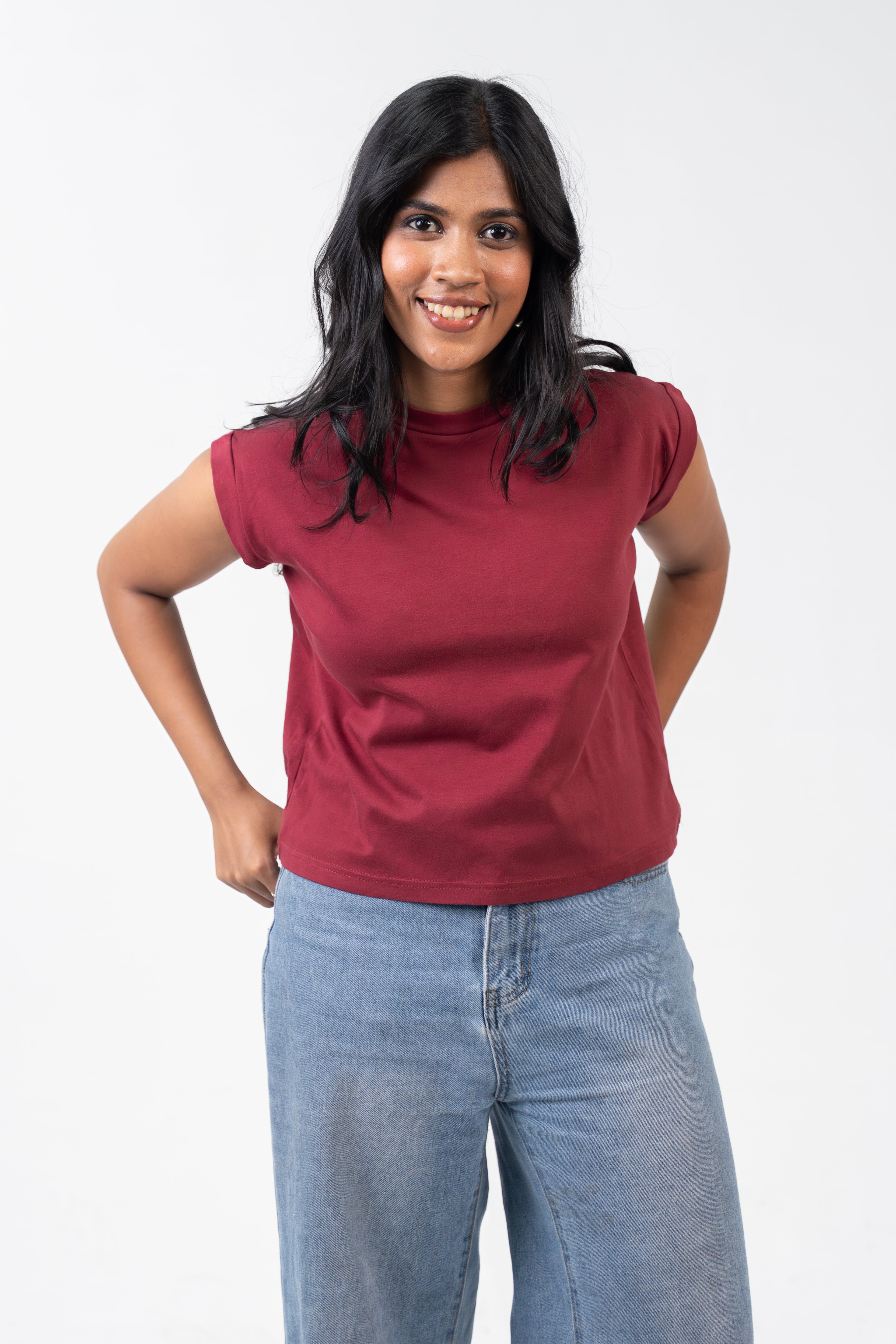 Jewel Neck - Burnt Maroon
