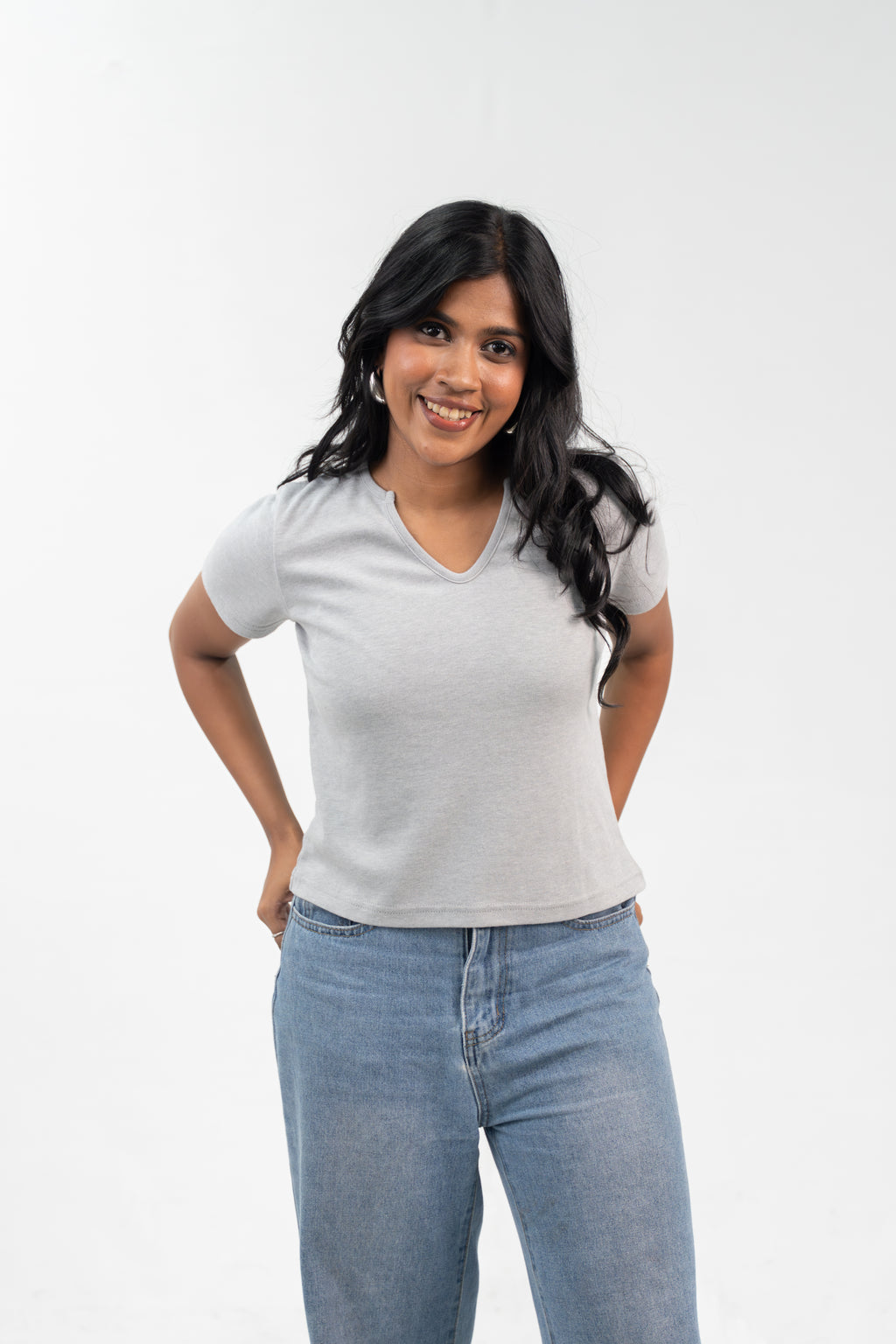 V-Neck Sleeve - Silver Grey