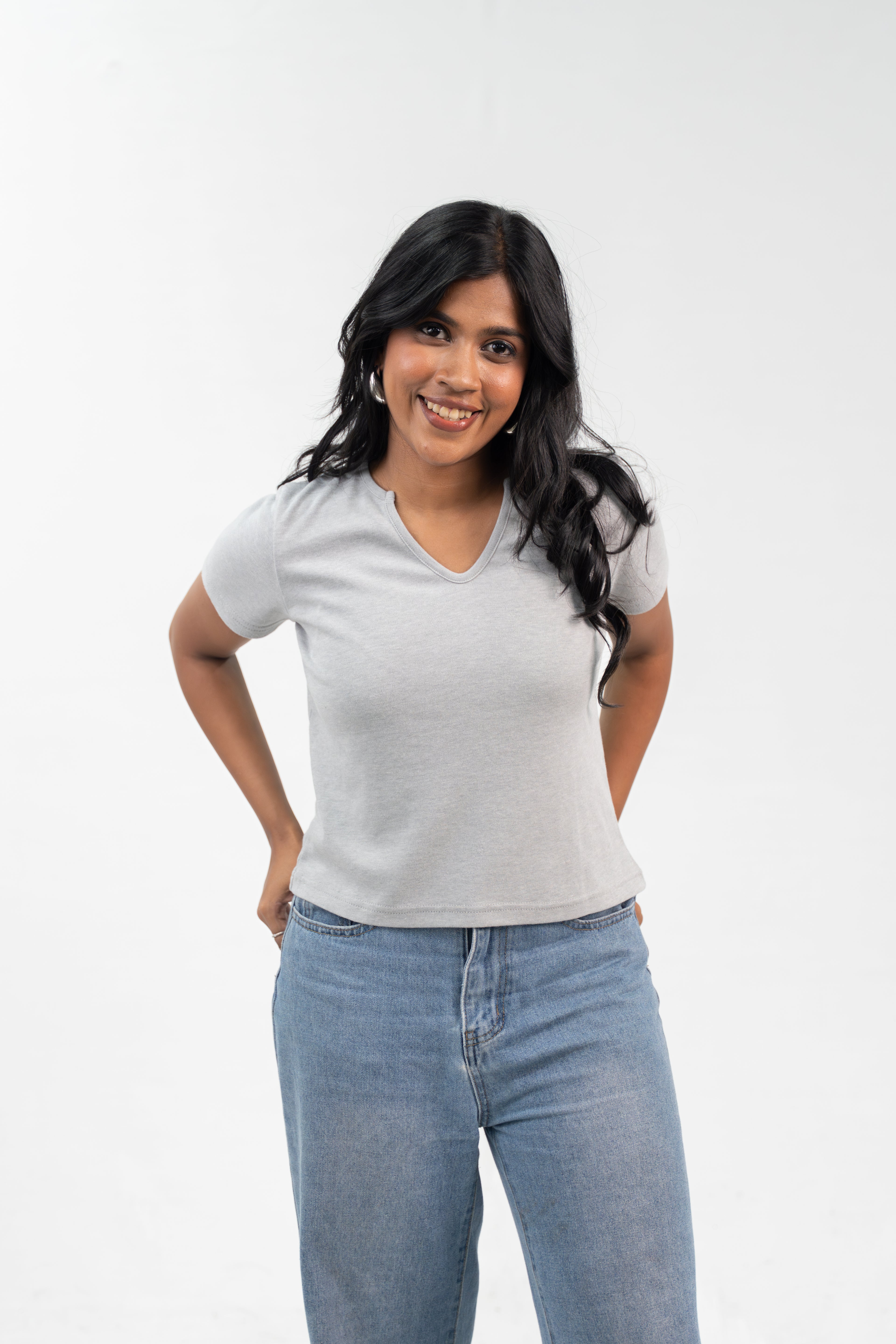 V-Neck Sleeve - Silver Grey